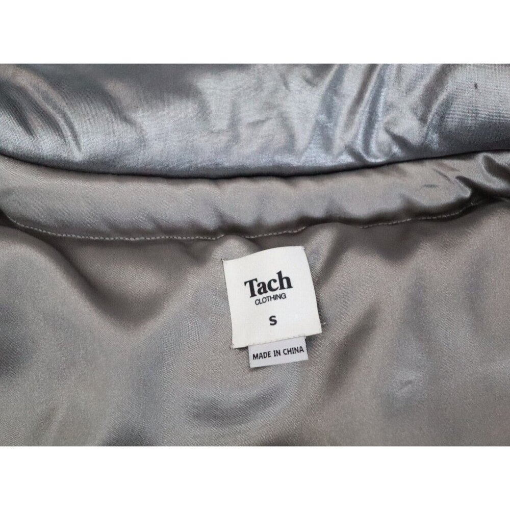 Tach Clothing Mirna Silver‎ Metallic Short Puffer Jacket Size S Cropped - Picture 4 of 10